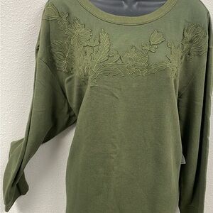 Olive Green Embroidered Women's Top